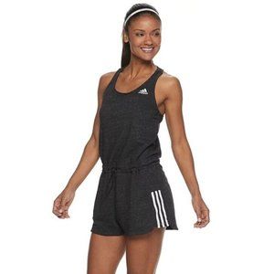 Adidas Sport 2 Street Jumpsuit Romper‎ Shorts Marled Black White Women's Size XS